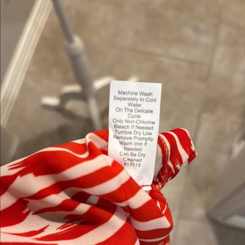 CAbi Red and White Striped Midi Pleated Bottom of Dress - Picture 5 of 5